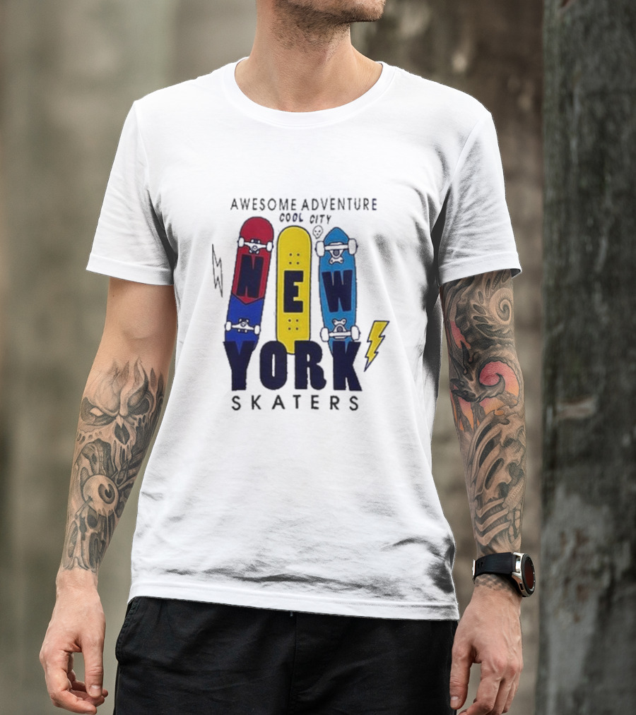 Awesome Adventure New York Skaters Cool City Lightning T-Shirt