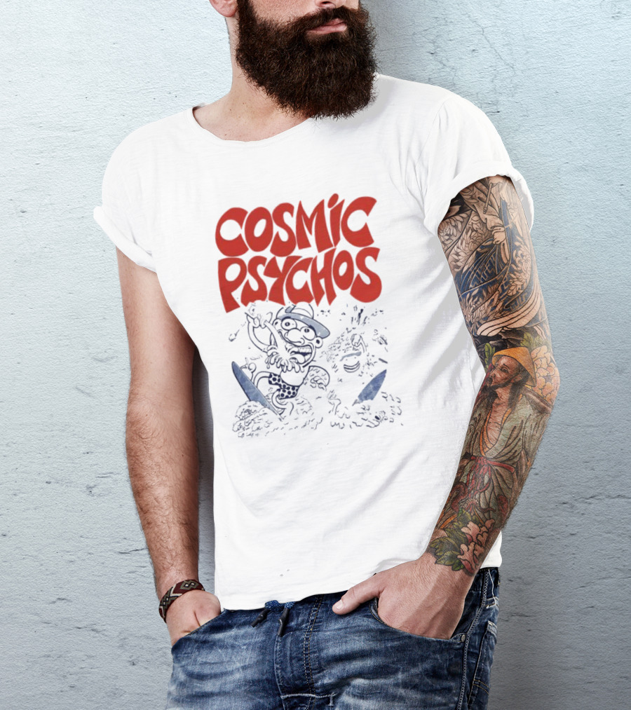 COSMIC PSYCHOS Cartoon Character Black And Red T-Shirt