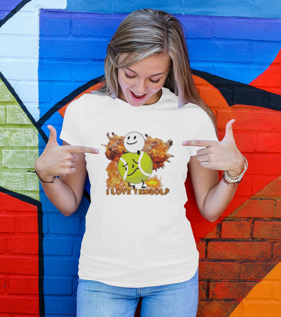 Frat Boy Genius I Love Tengolf Tennis Golf Fusion With Explosive Background T-Shirt