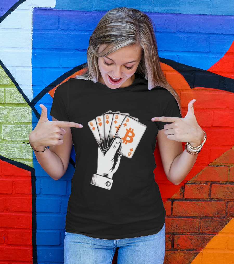 Bitcoin Royal Flush Playing Cards T-Shirt