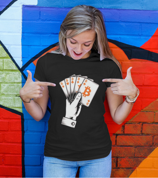 Bitcoin Royal Flush Playing Cards T-Shirt