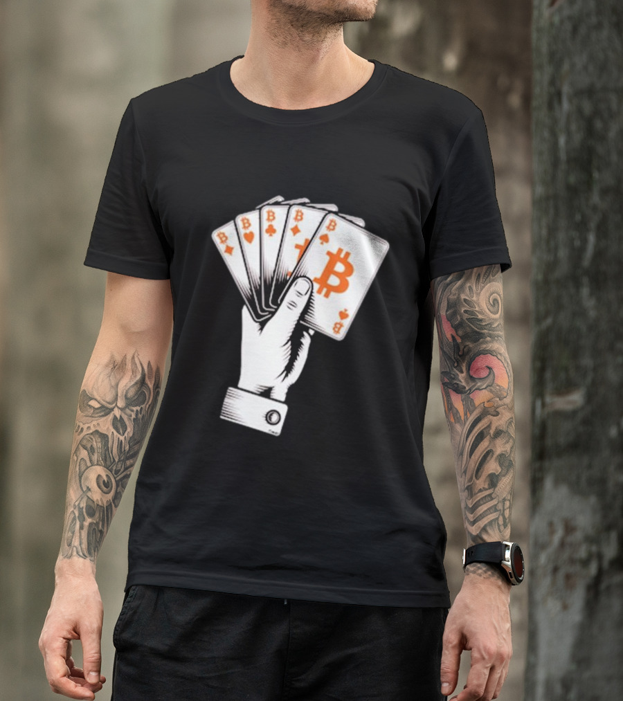 Bitcoin Royal Flush Playing Cards T-Shirt