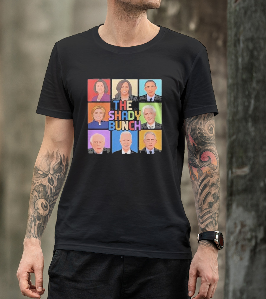 Untamedusa Store The Shady Bunch Political Portraits Face Grid T-Shirt