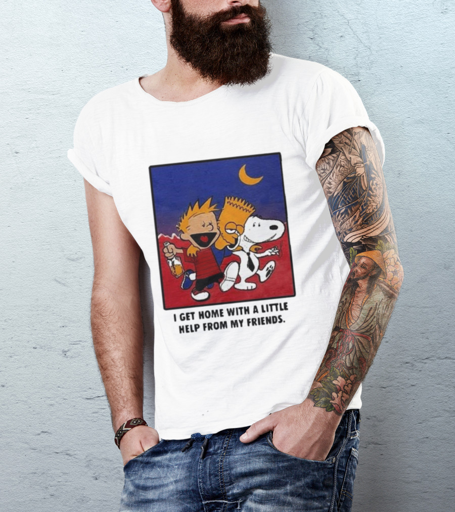 Criminal Simpsons Snoopy And Friends Get Home With A Little Help Under Moon T-Shirt