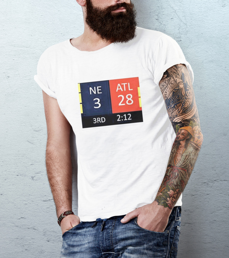 Cowboys Fan Wearing NE 3 ATL 28 3RD 2:12 T-Shirt