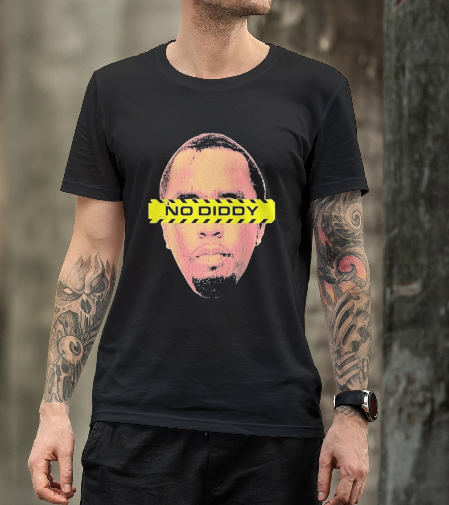 Imtaitianaj Creative Text No Diddy Caution Overlay T-Shirt