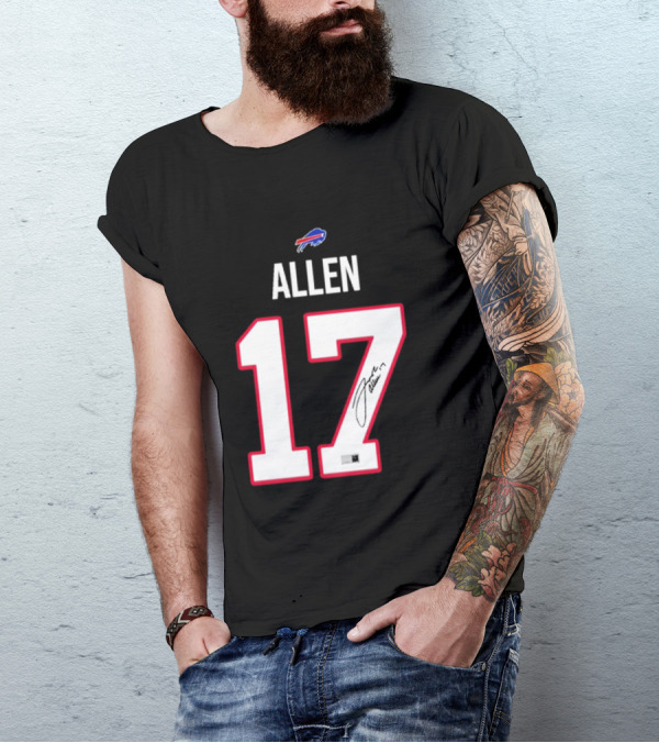 Josh Allen Buffalo Bills Number 17 Signature T-Shirt