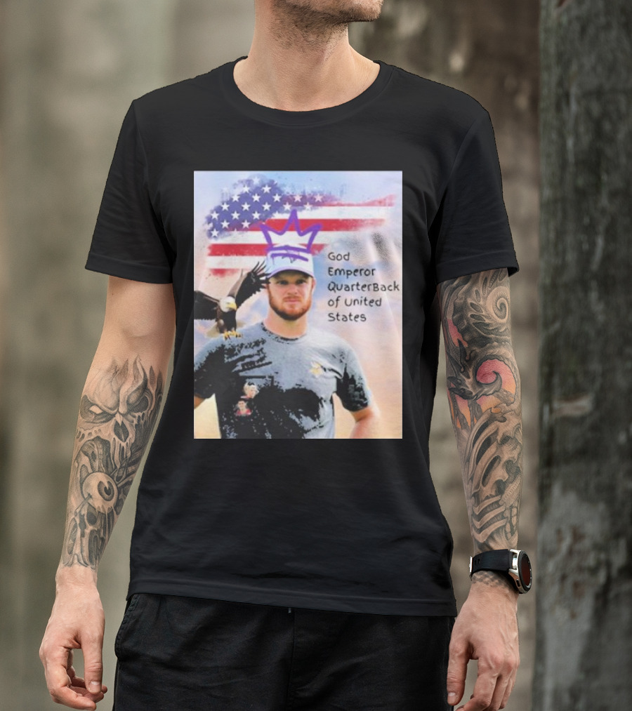 God Emperor Quarterback Of United States With American Flag And Eagle T-Shirt