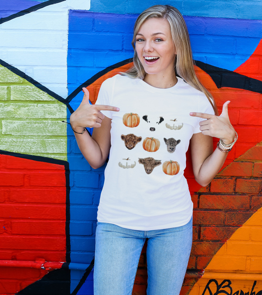 Katie Van Slyke Mini Cows Pumpkins Arrangement T-Shirt