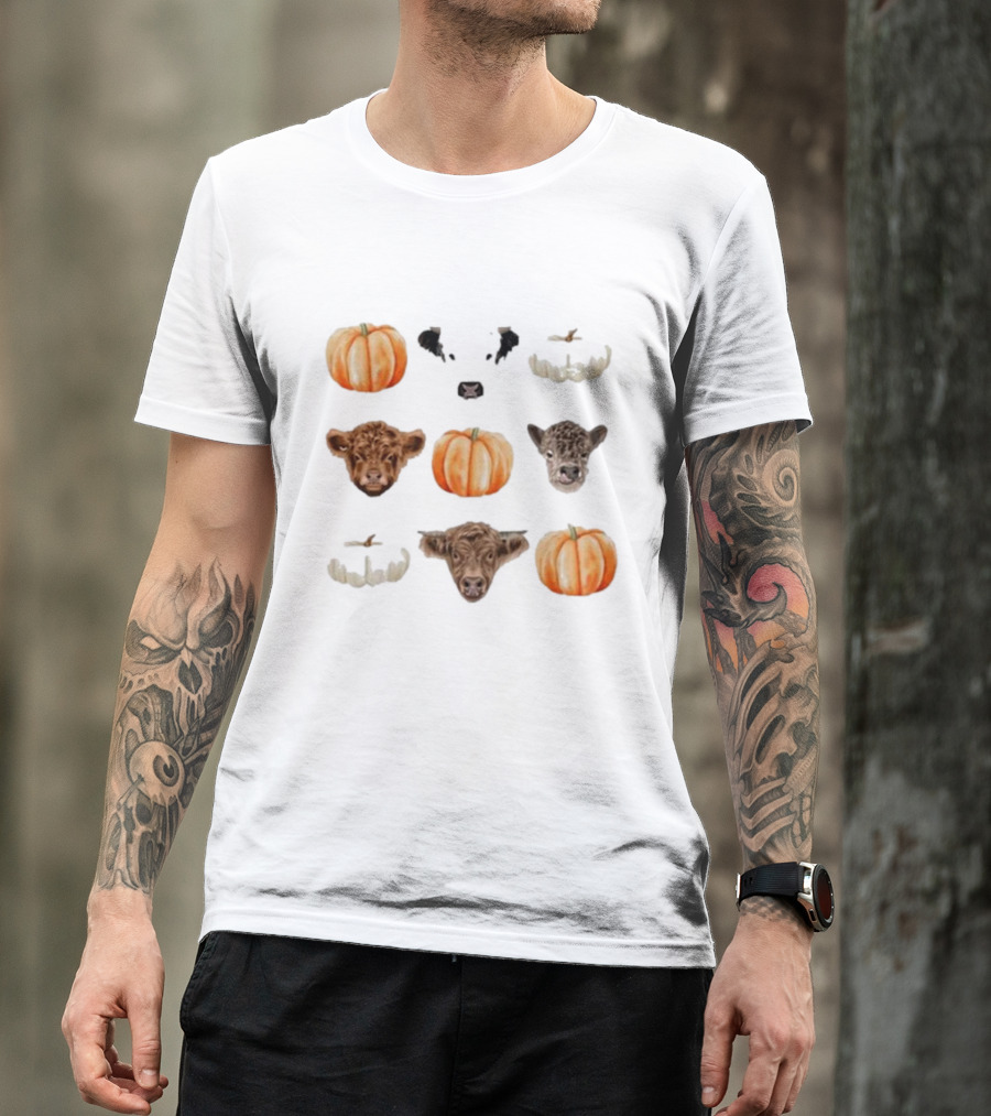 Katie Van Slyke Mini Cows Pumpkins Arrangement T-Shirt