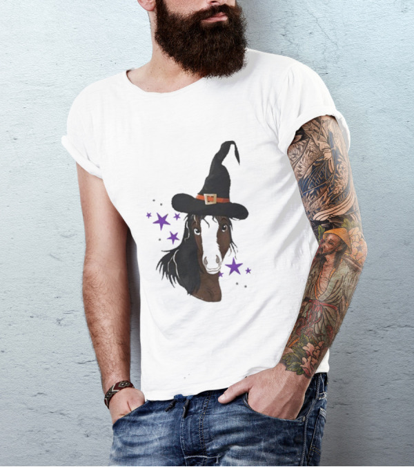 Katie Van Slyke Mini Witch Horse With Stars T-Shirt