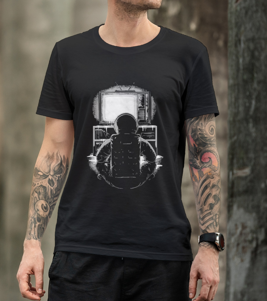Lost Transmission Intotheam Astronaut Watching Vintage Television T-Shirt