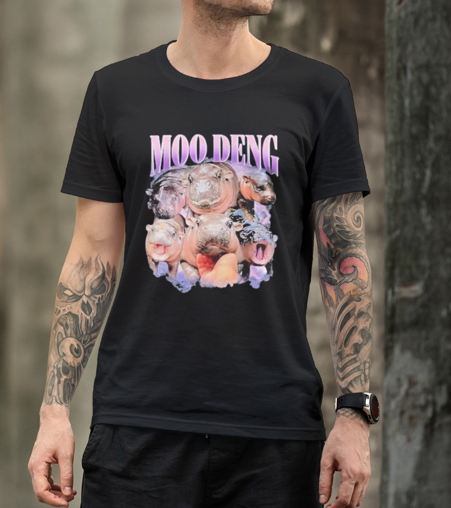 Moo Deng Baby Pygmy Hippo Cute Zoo Family Faces T-Shirt