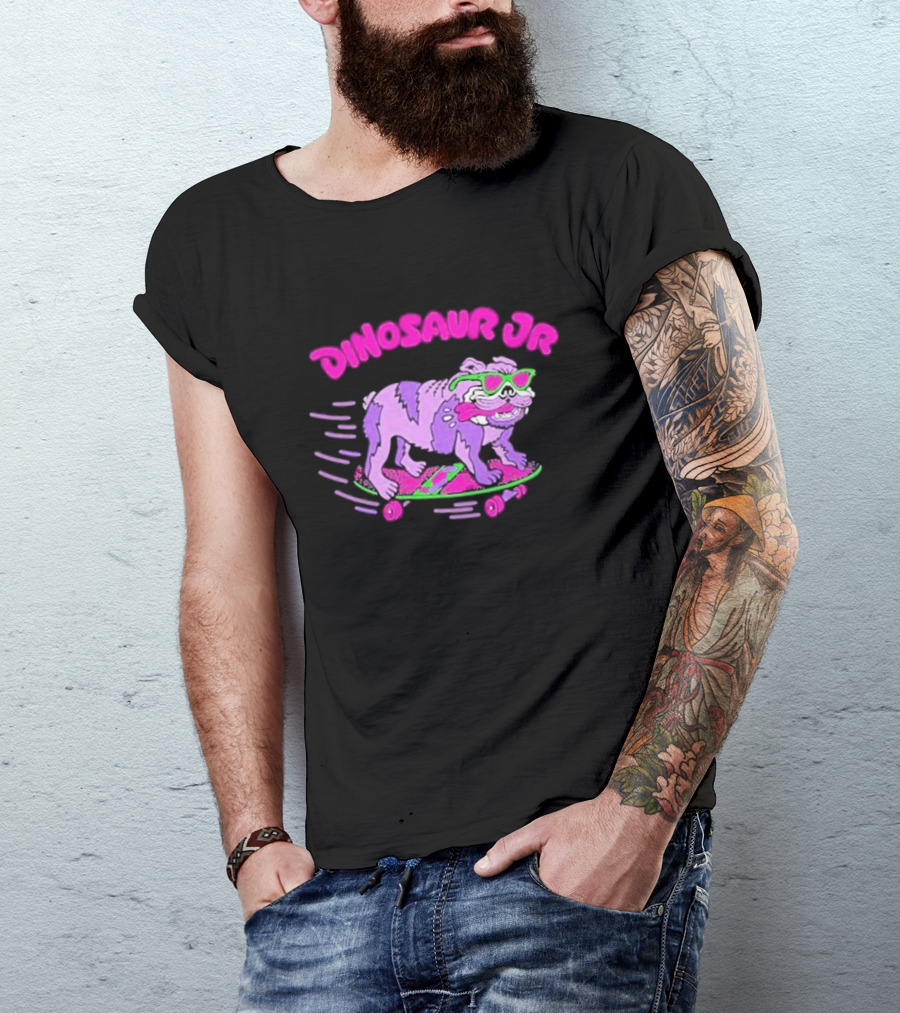 Dinosaur Jr Skateboard Bulldog Neon T-Shirt