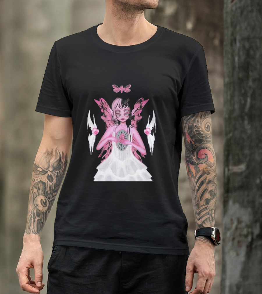Melanie Martinez Portals Heart Pink Winged Character With Moth And Eyes T-Shirt