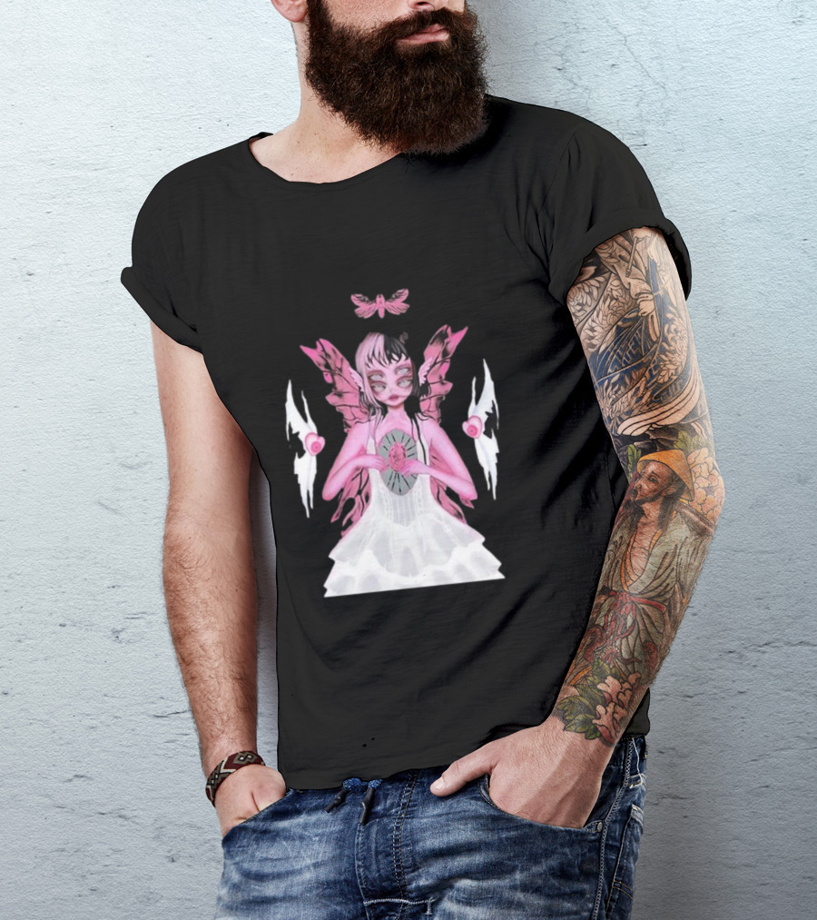 Melanie Martinez Portals Heart Pink Winged Character With Moth And Eyes T-Shirt