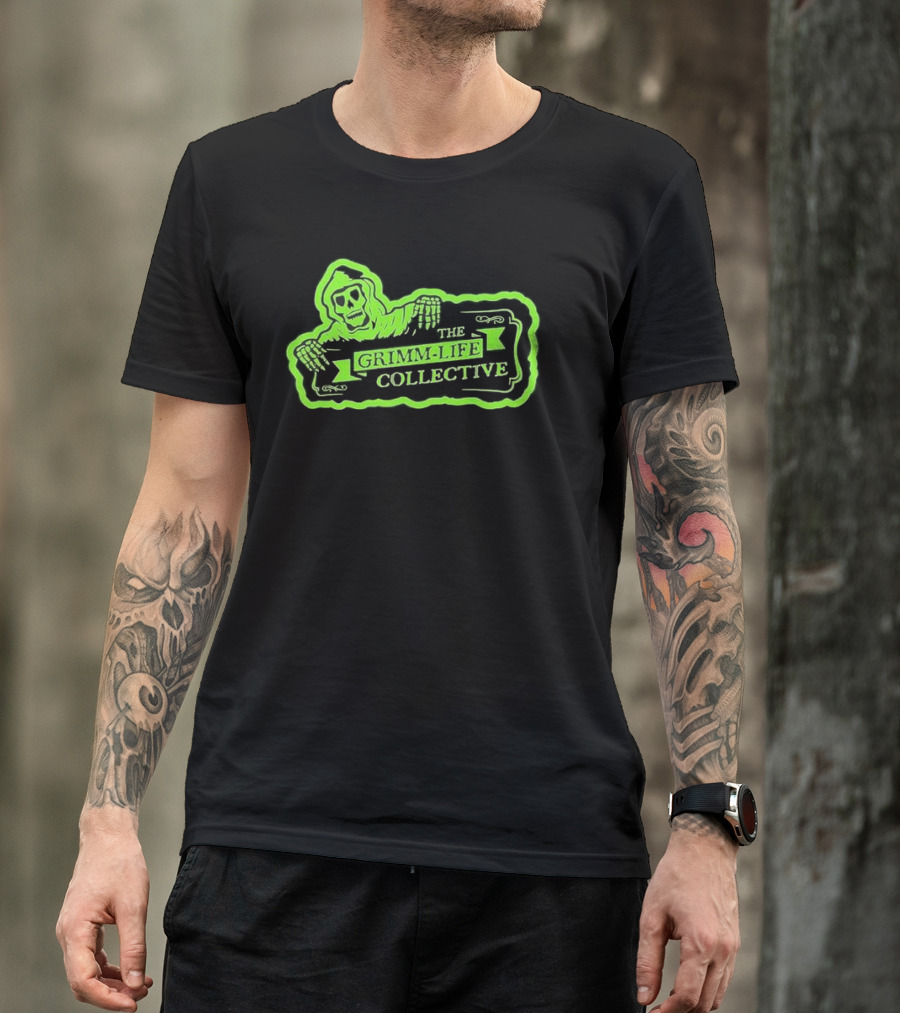 Zombie The Grimm-Life Collective Logo Scary Skeleton T-Shirt
