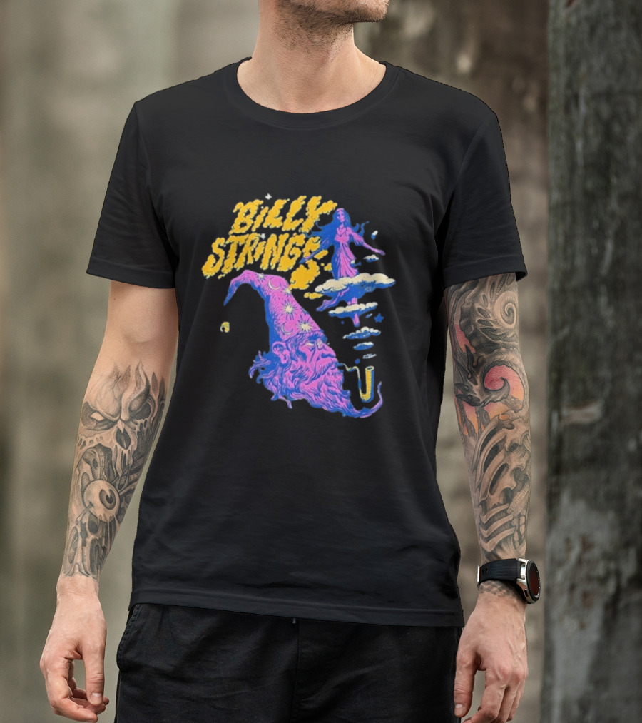 Billy Strings Wizard Head Psychedelic Clouds And Stars T-Shirt
