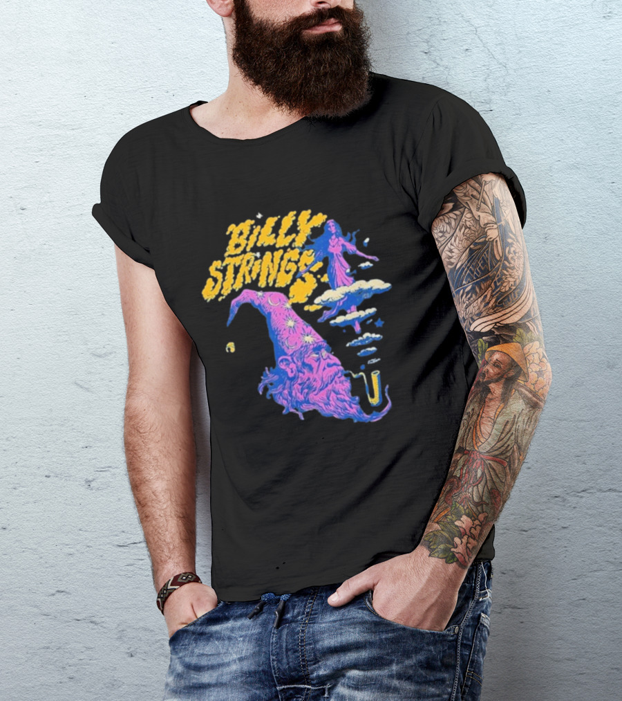 Billy Strings Wizard Head Psychedelic Clouds And Stars T-Shirt