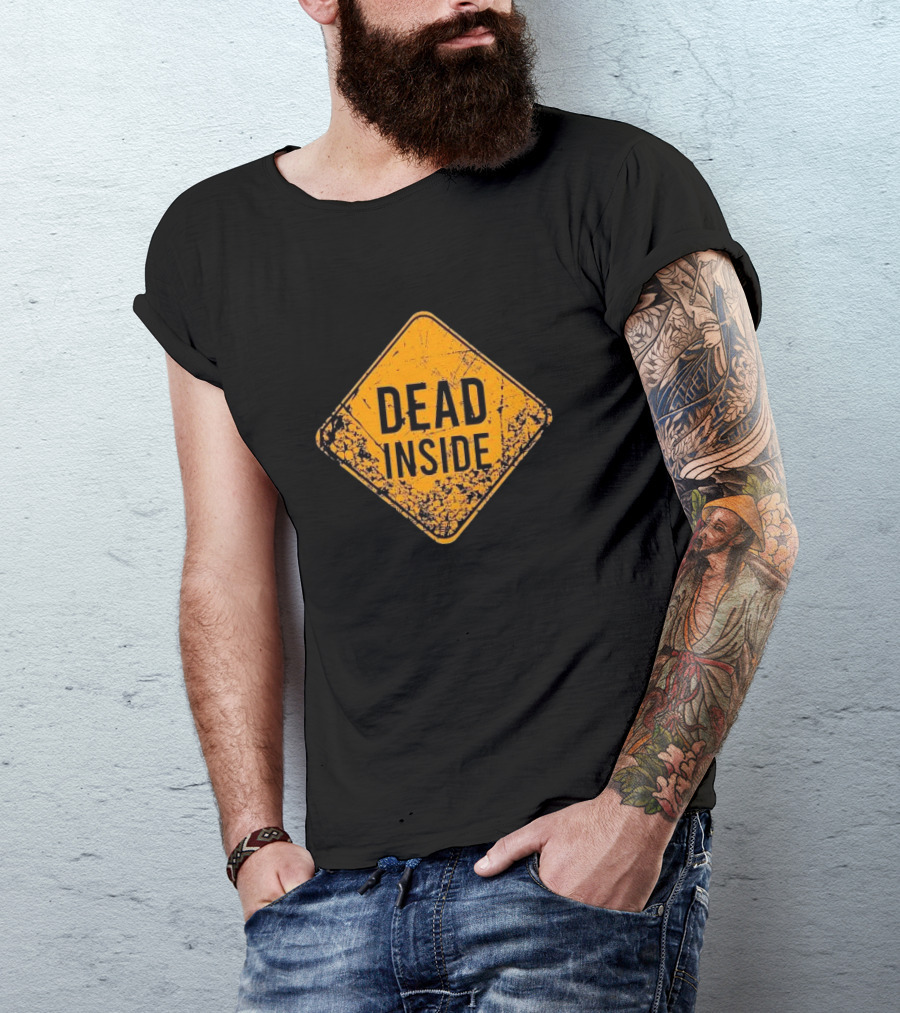 Dead Inside Distressed Warning Sign Patriotic Clothing T-Shirt