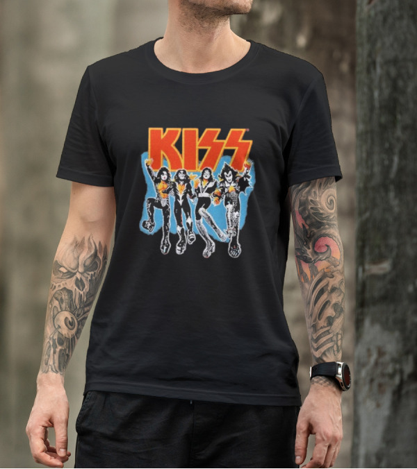 Kiss Destroyer Track List Black Band Members T-Shirt