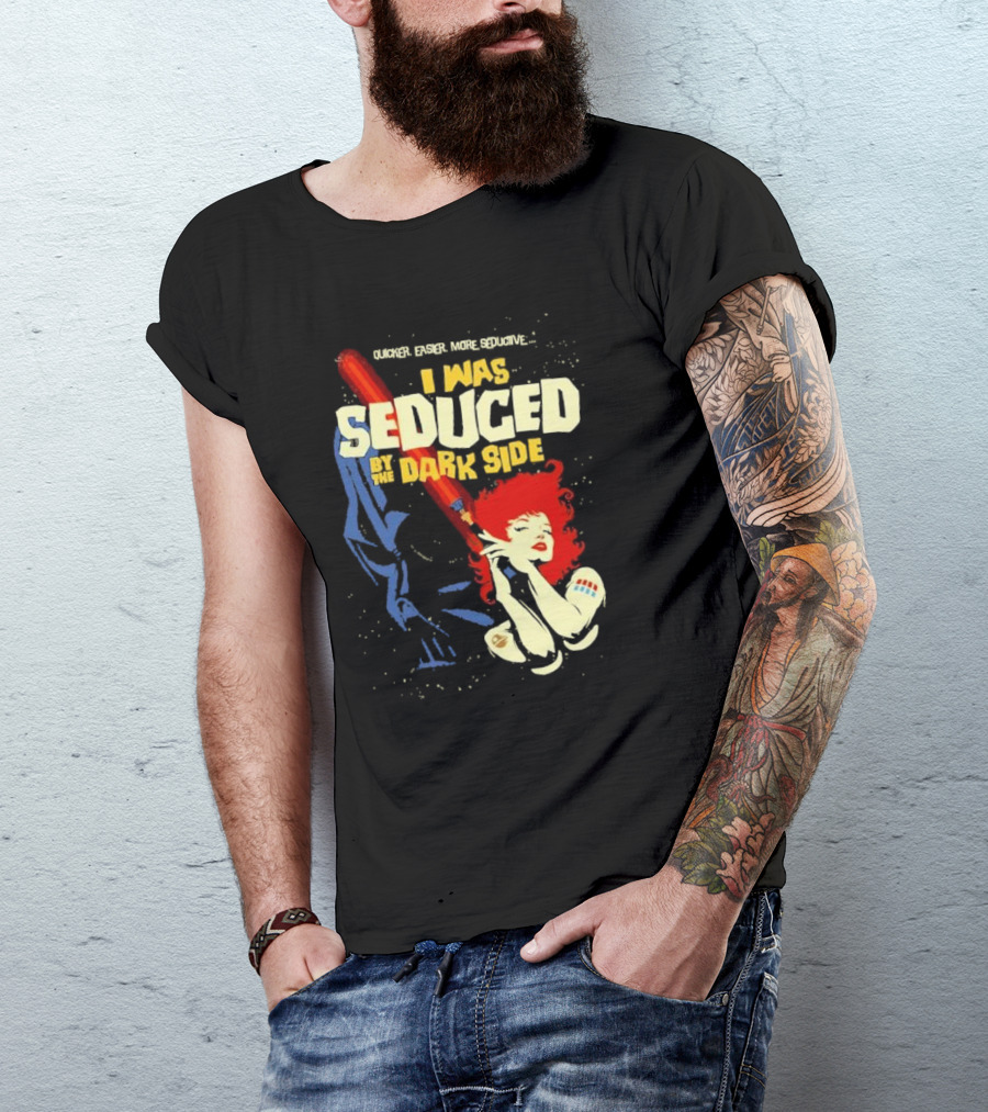 Quicker Easier More Seductive I Was Seduced By The Dark Side With Redhead Holding Lightsaber T-Shirt