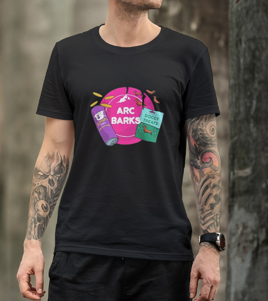 Arc Barks Pringles Doggy Treats Coins And Jumping Dogs T-Shirt