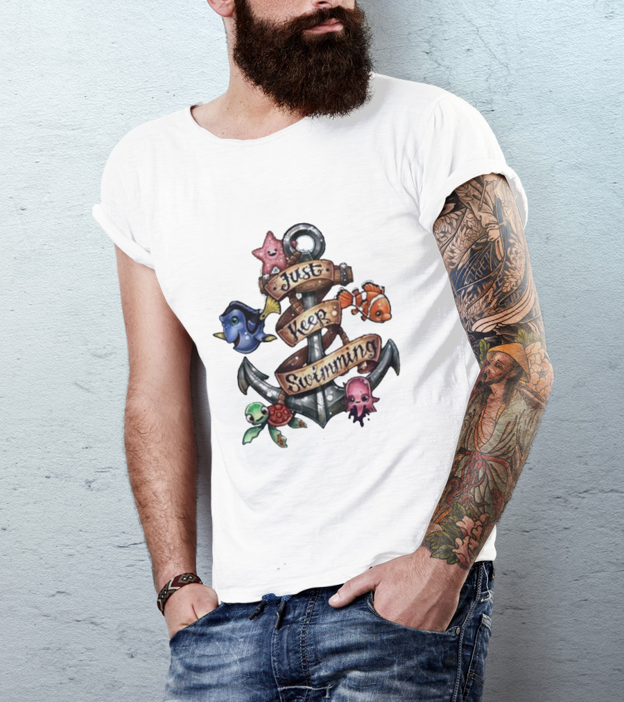 Just Keep Swimming Finding Nemo Anchor Ocean Scene T-Shirt