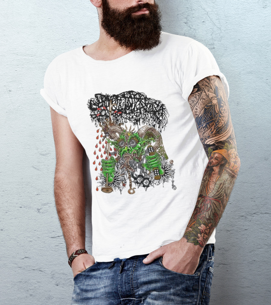 Sanguisugabogg Medievil Monster With Blood And Chains Elements T-Shirt