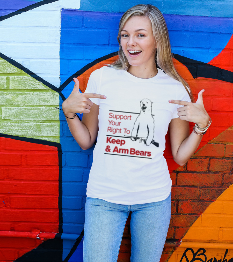 Support Your Right To Keep And Arm Bears Polar Bear Holding Rifle T-Shirt