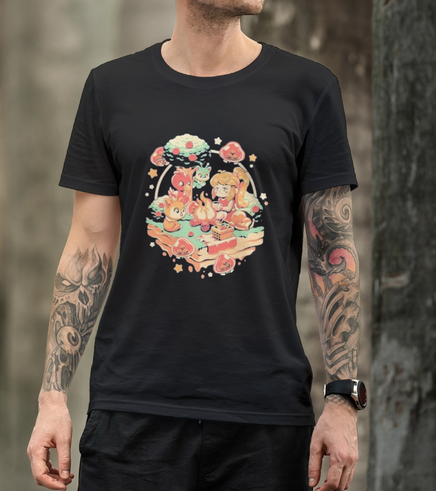 Hunter Campfire Adventure Bounty Girl Vintage Geek Forest Creatures T-Shirt