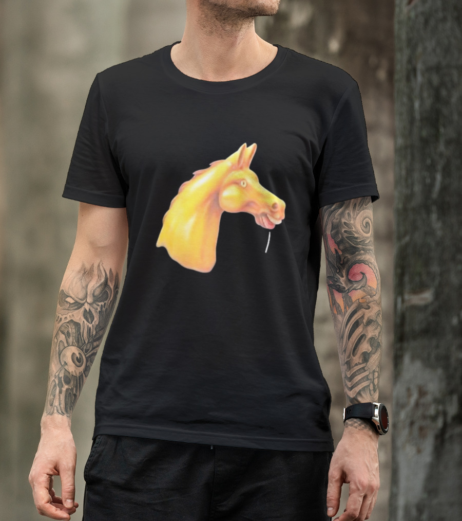 Andrew Garfield Horse What's The Rush Black Shirt Colorful Horse Head T-Shirt