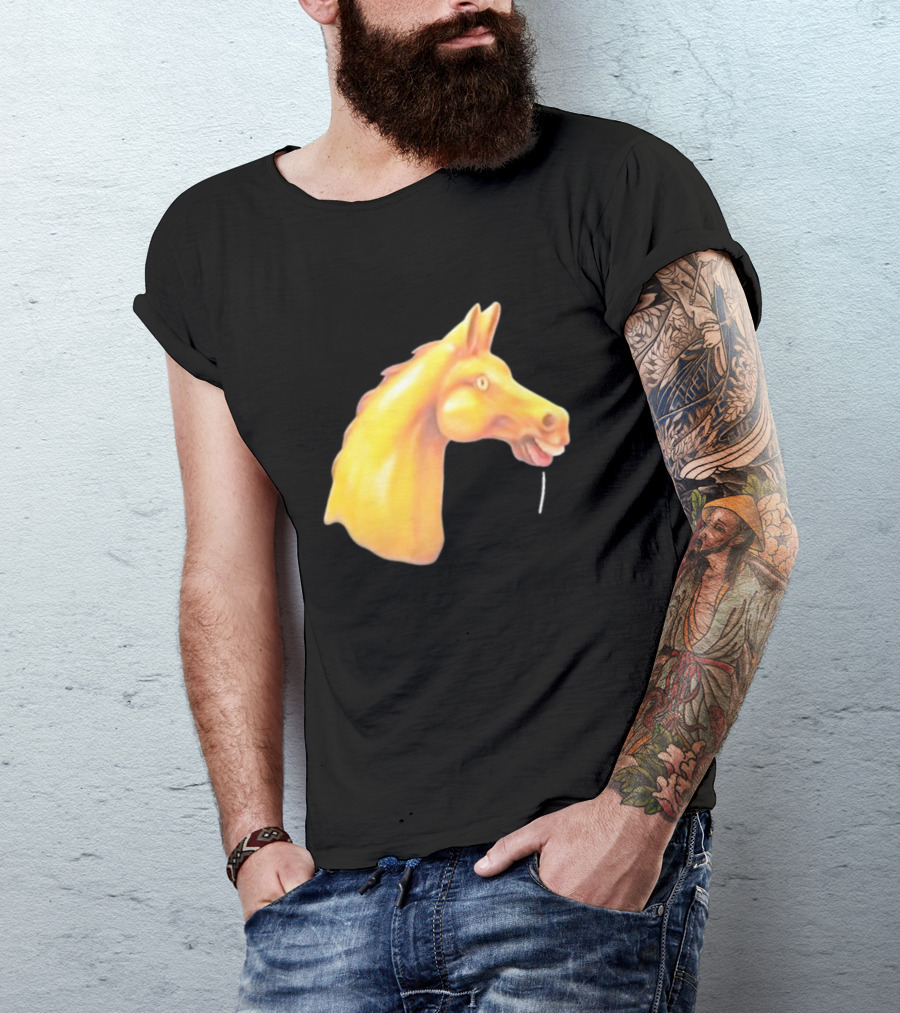 Andrew Garfield Horse What's The Rush Black Shirt Colorful Horse Head T-Shirt