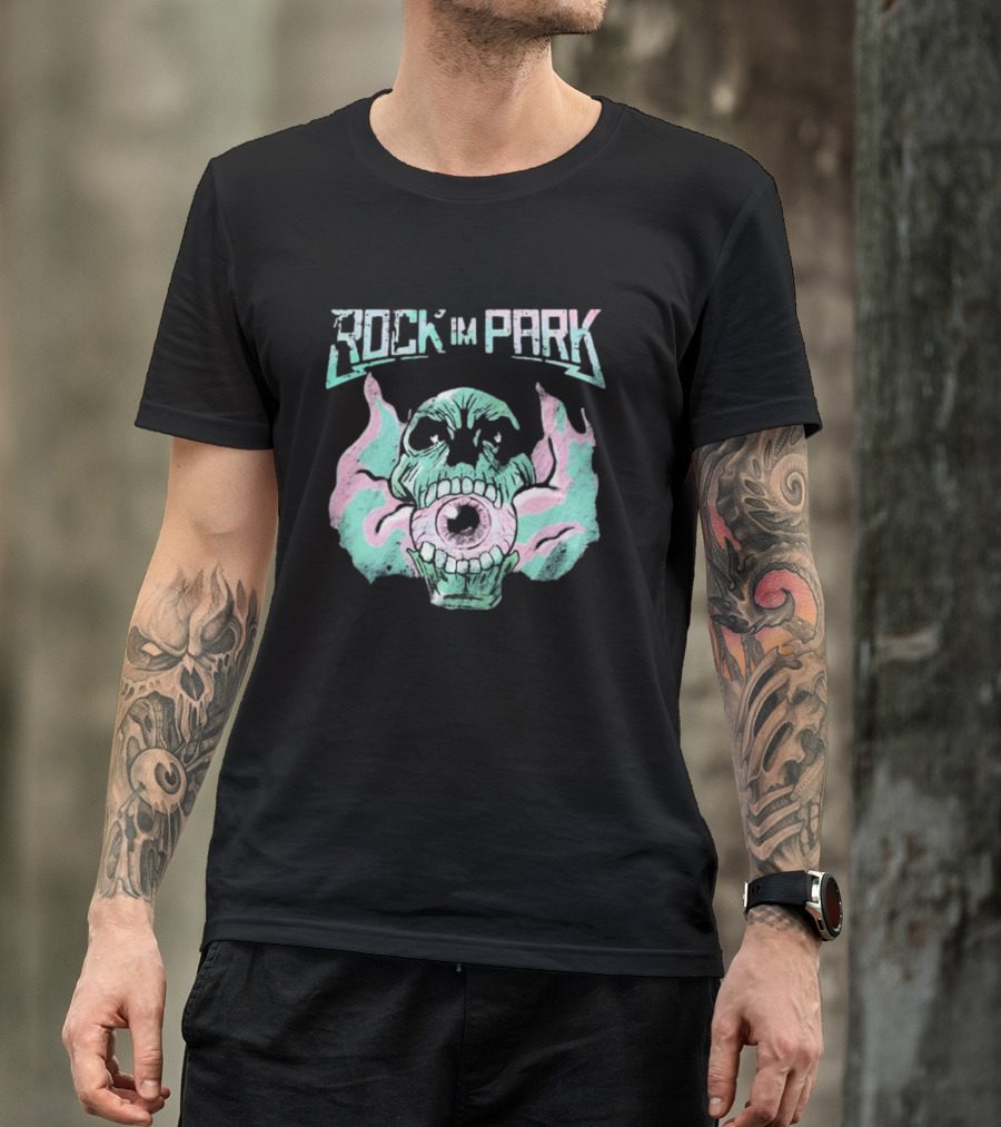 Rock Im Park Smoke Skull Flaming Eyeball T-Shirt