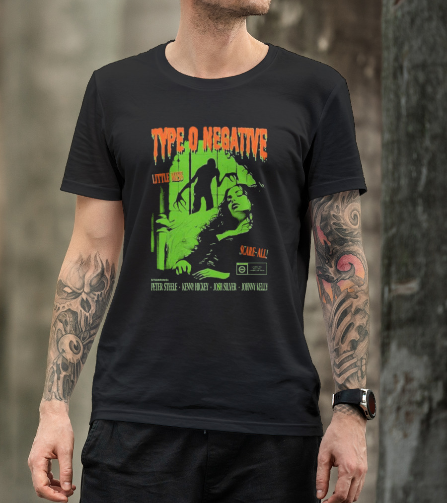 Type O Negative Little Miss Scare-All Horror Starring Peter Steele Kenny Hickey Josh Silver Johnny Kelly T-Shirt