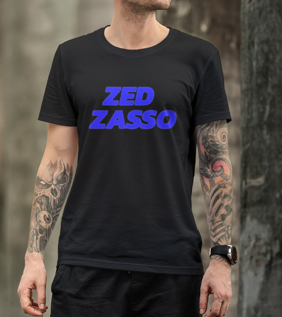 Zed Zasso Bold Blue Lettering T-Shirt