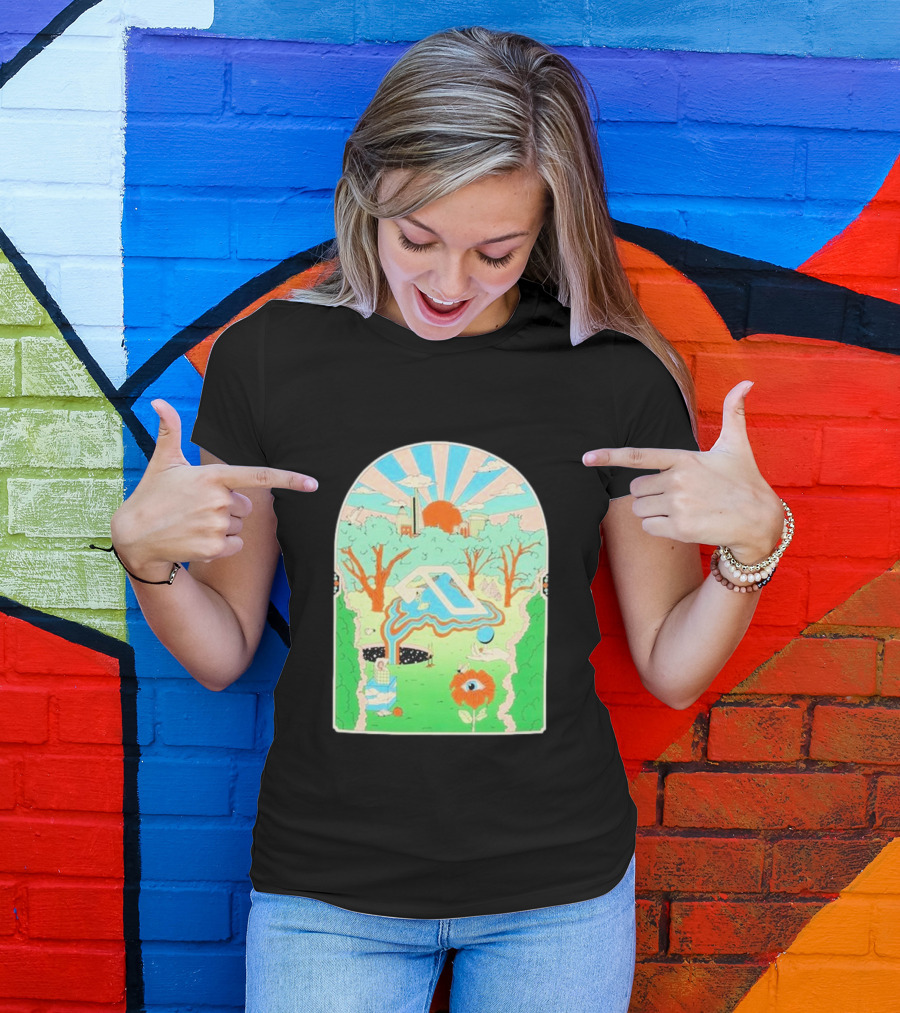 Anjunadeep X Andrew Mcgranahan Psychedelic Landscape With Eye And Cloud Motif T-Shirt