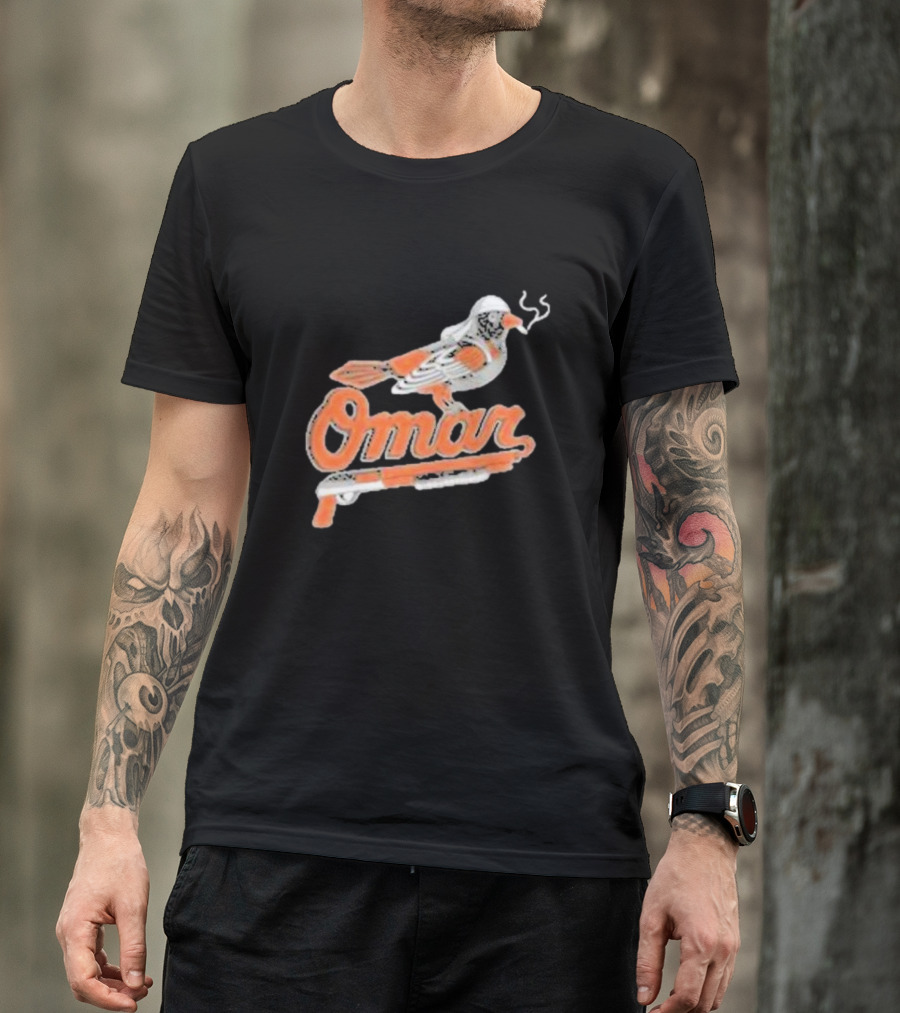 Omar The Wire Baltimore Oriole Bird Smoking Shotgun T-Shirt