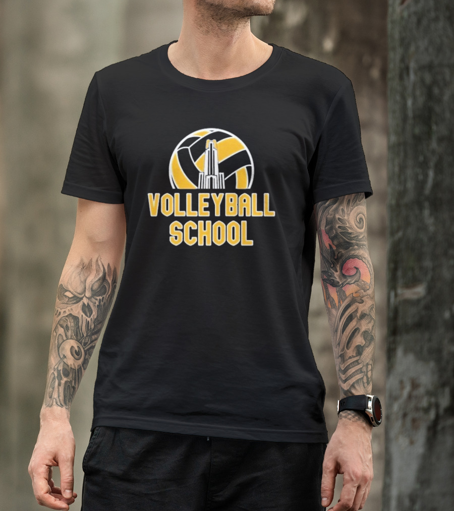 Volleyball School Ball Tower Icon With Building T-Shirt