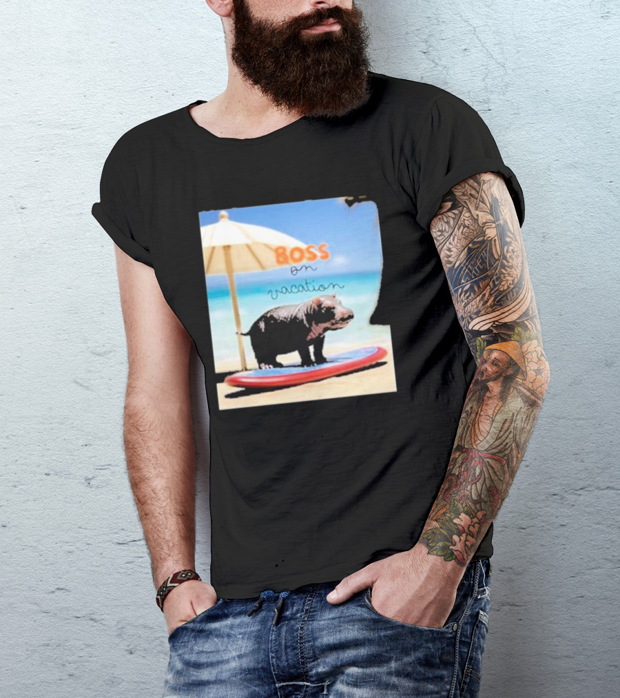 Boss On Vacation Hippo Beach Fun Series Summer T-Shirt