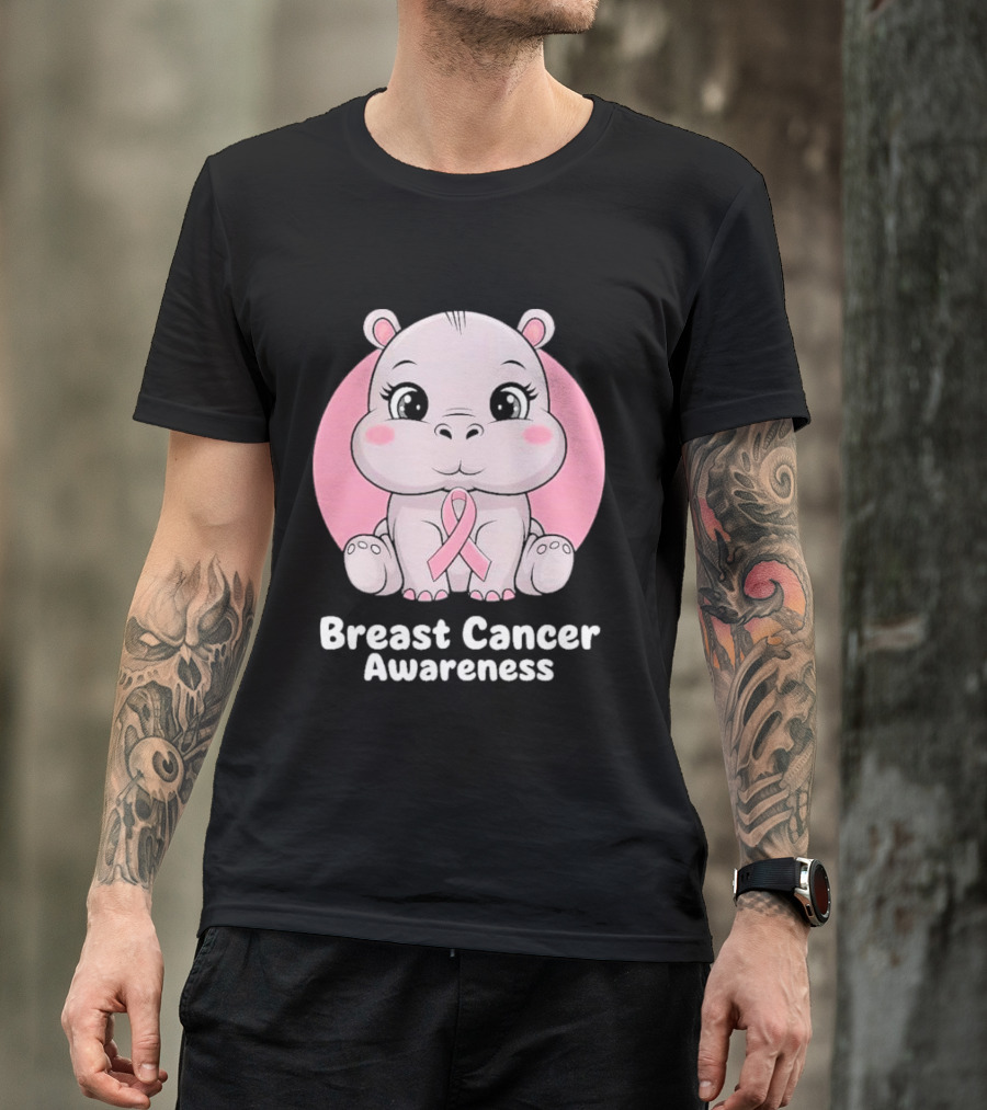 Breast Cancer Awareness Hippo Pink T-Shirt