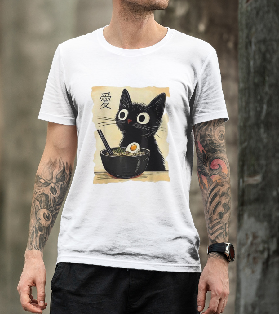 Cat Ramen Japanese Kawaii Anime Cat 愛 T-Shirt