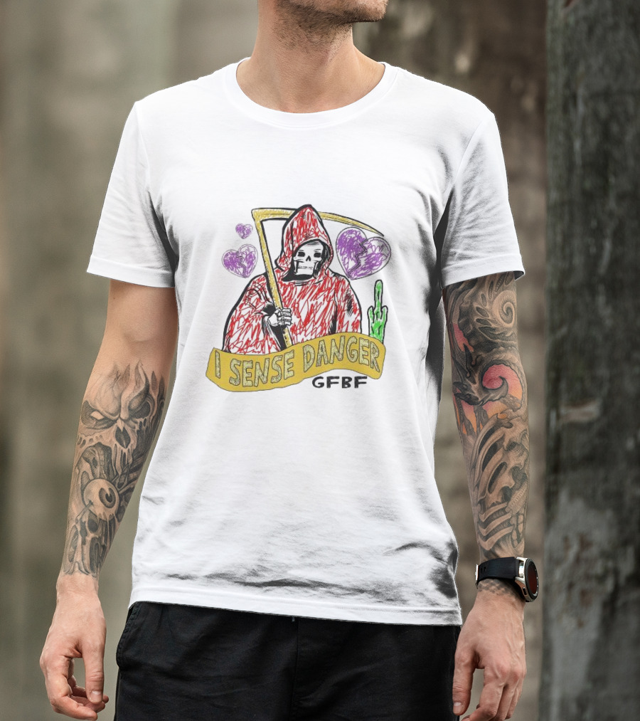 I Sense Danger GFBD Grim Reaper Middle Finger Purple Hearts T-Shirt