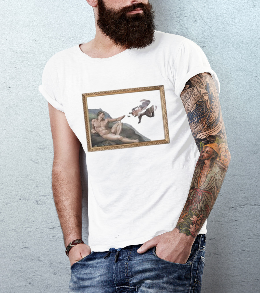 Michelangelo Moo Deng Creation Parody Vintage Frame T-Shirt