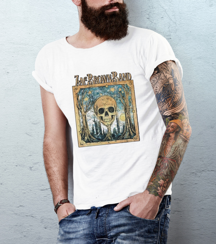 Zac Brown Band Skull Starry Forest Scene T-Shirt