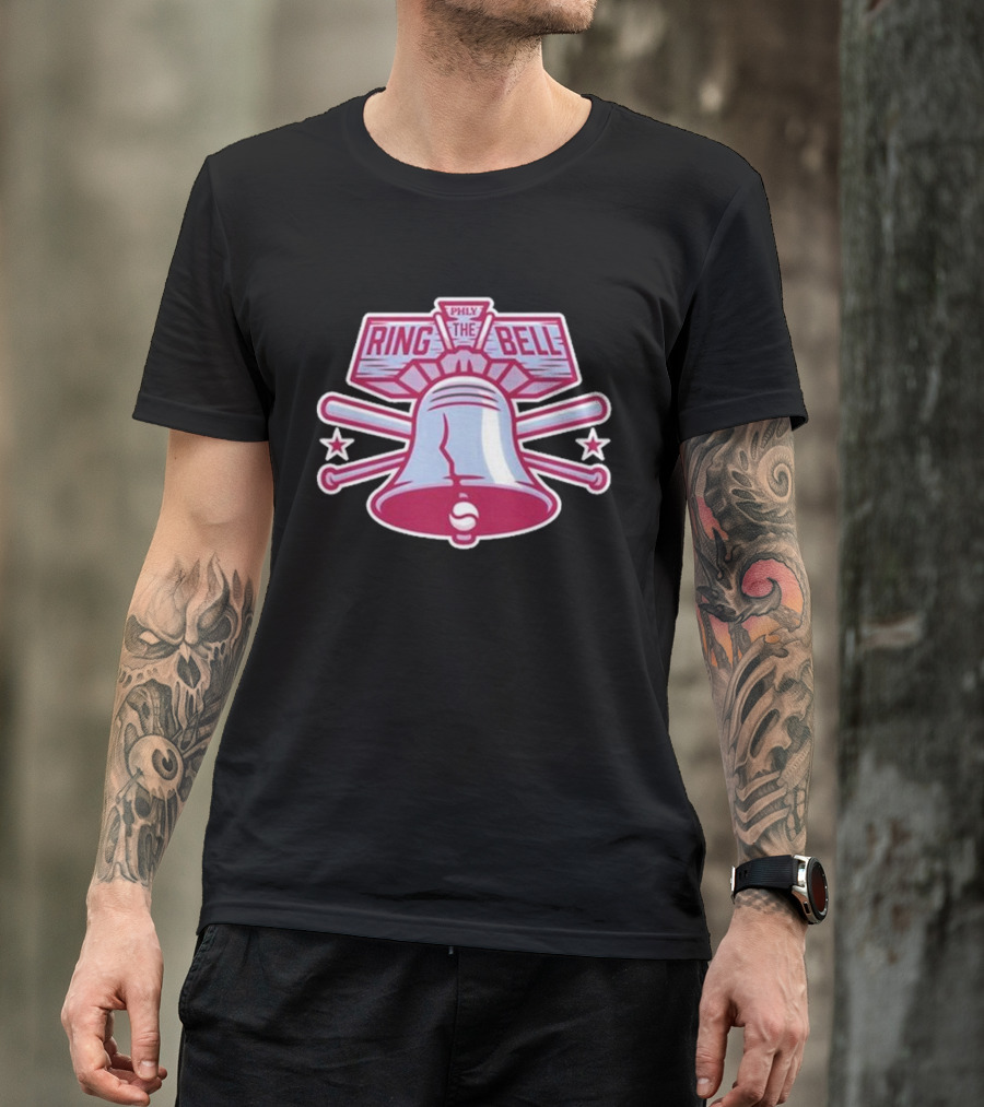 Philly Ring The Bell Baseball Icon With Crossed Bats And Stars T-Shirt