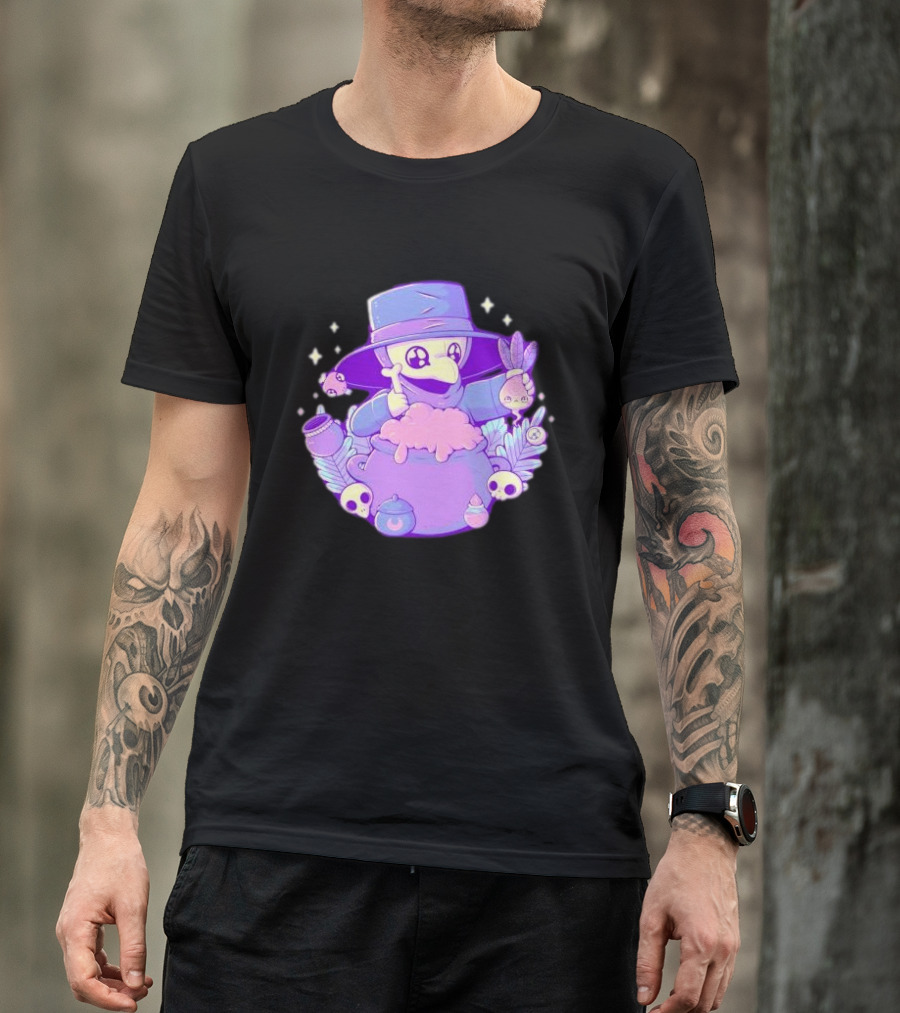 Cute Kawaii Plague Doctor With Potion Cauldron And Skulls T-Shirt