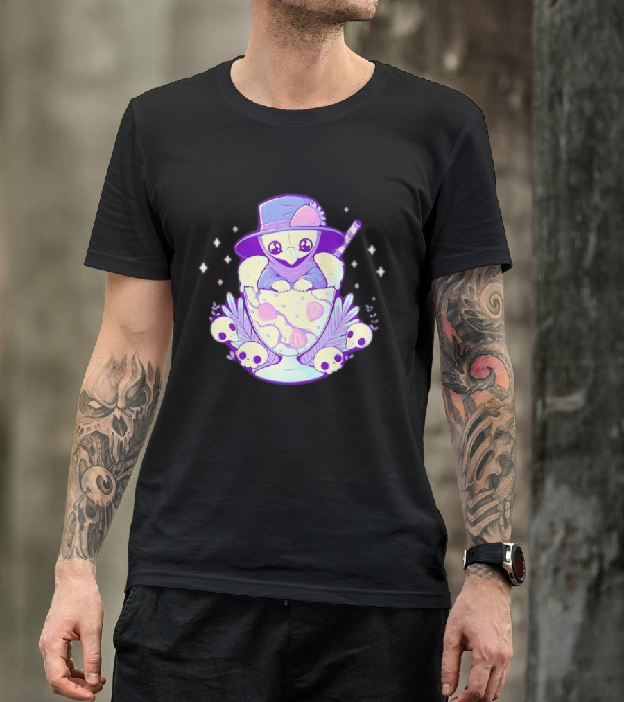 Cute Plague Doctor Ice Cream Delight With Skulls And Stars T-Shirt