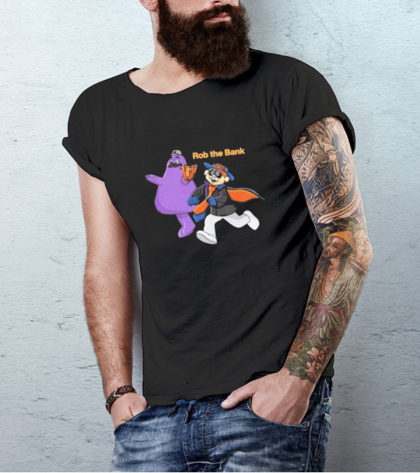 Grimace Monster Accompanies Rob The Bank Heist With Classic Burglar Image T-Shirt