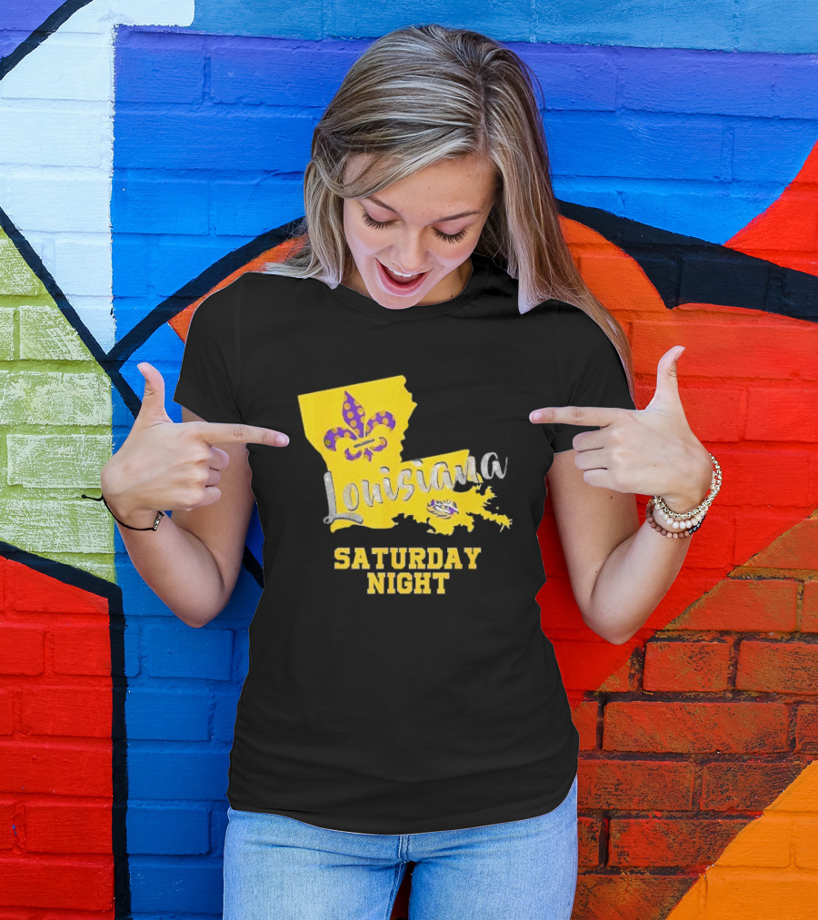 Louisiana Saturday Night LSU Tigers Fleur De Lis T-Shirt